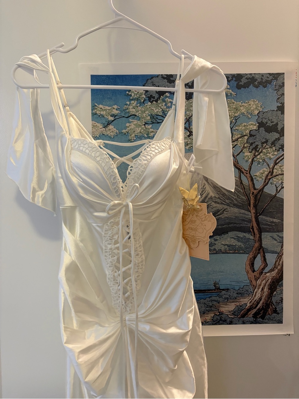 Lacemade Satin Lace Ivory Gown Maxi Dress